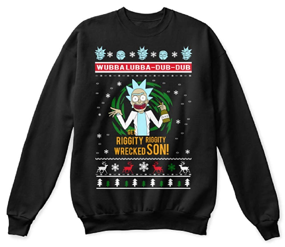 Wubbalubba Dub Dub Riggity Wrecked Christmas Jumper Black