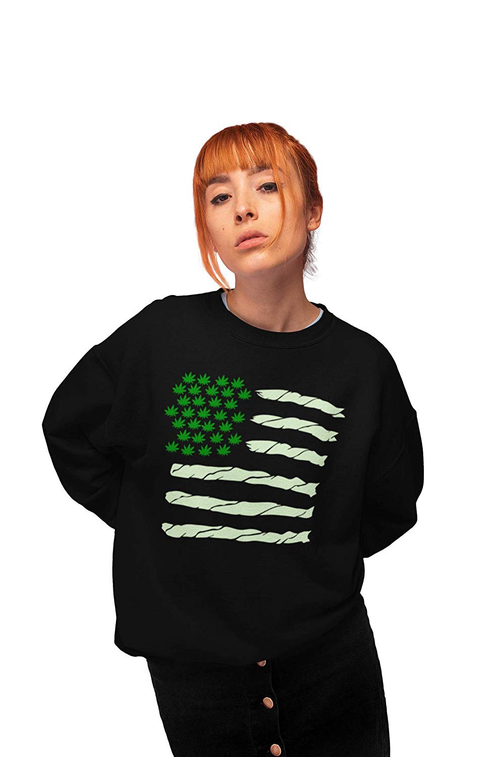 420 Spliff Flag Jumper Black 420 Spliff Flag Sweatshirt in black