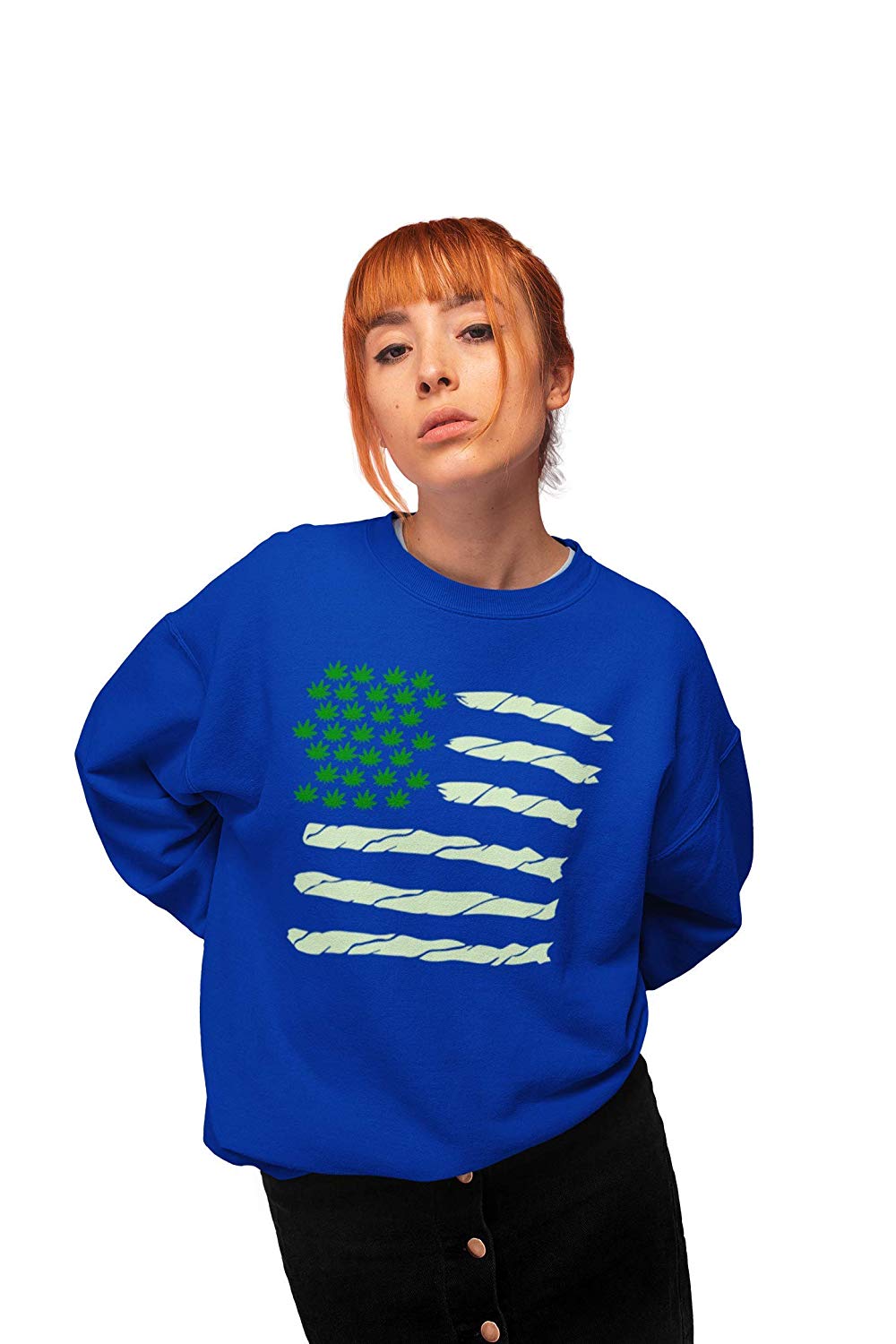 420 Spliff Flag Jumper Blue 420 Spliff Flag Sweatshirt in blue