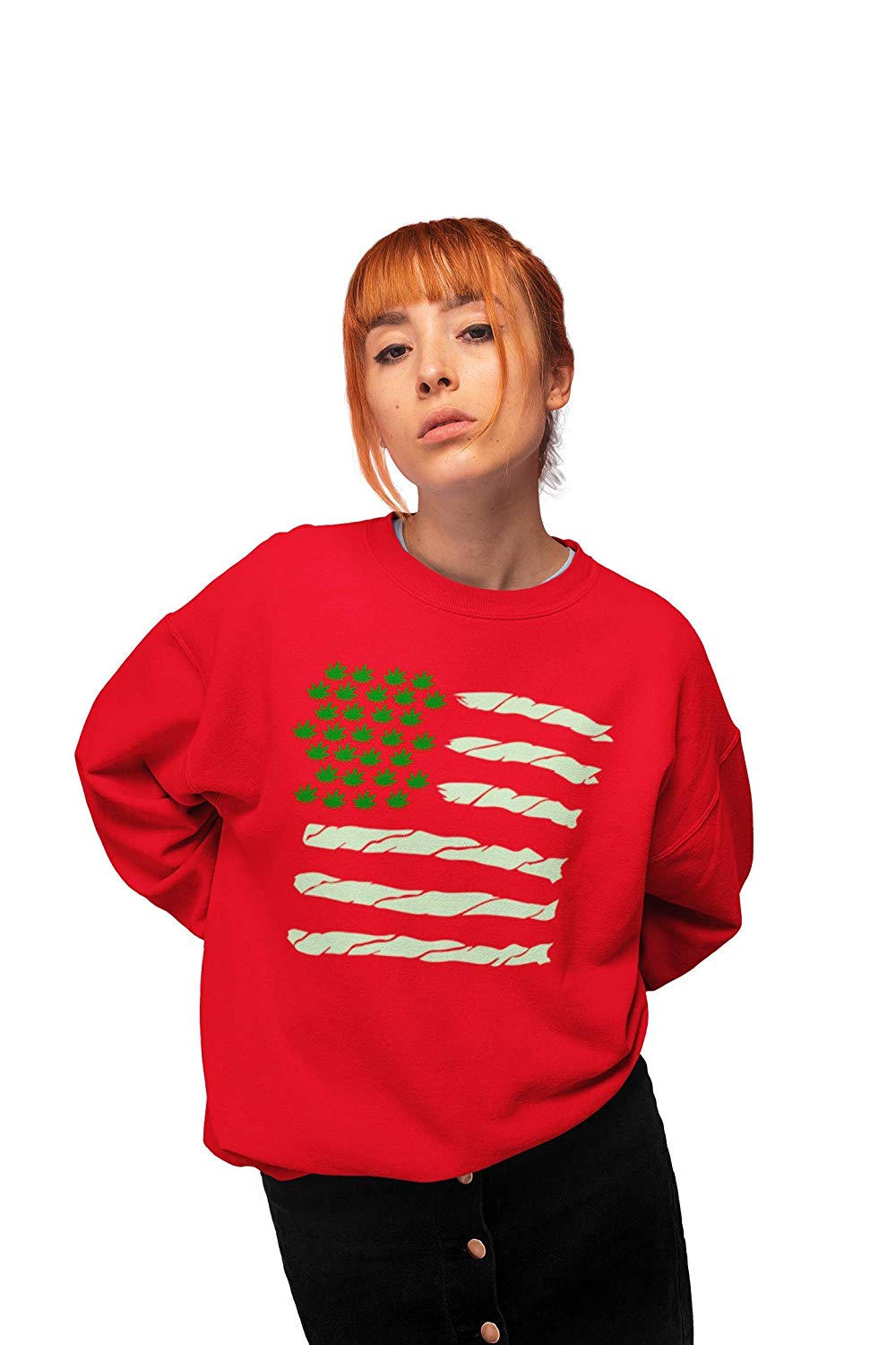420 Spliff Flag Jumper Red 420 Spliff Flag Sweatshirt in red