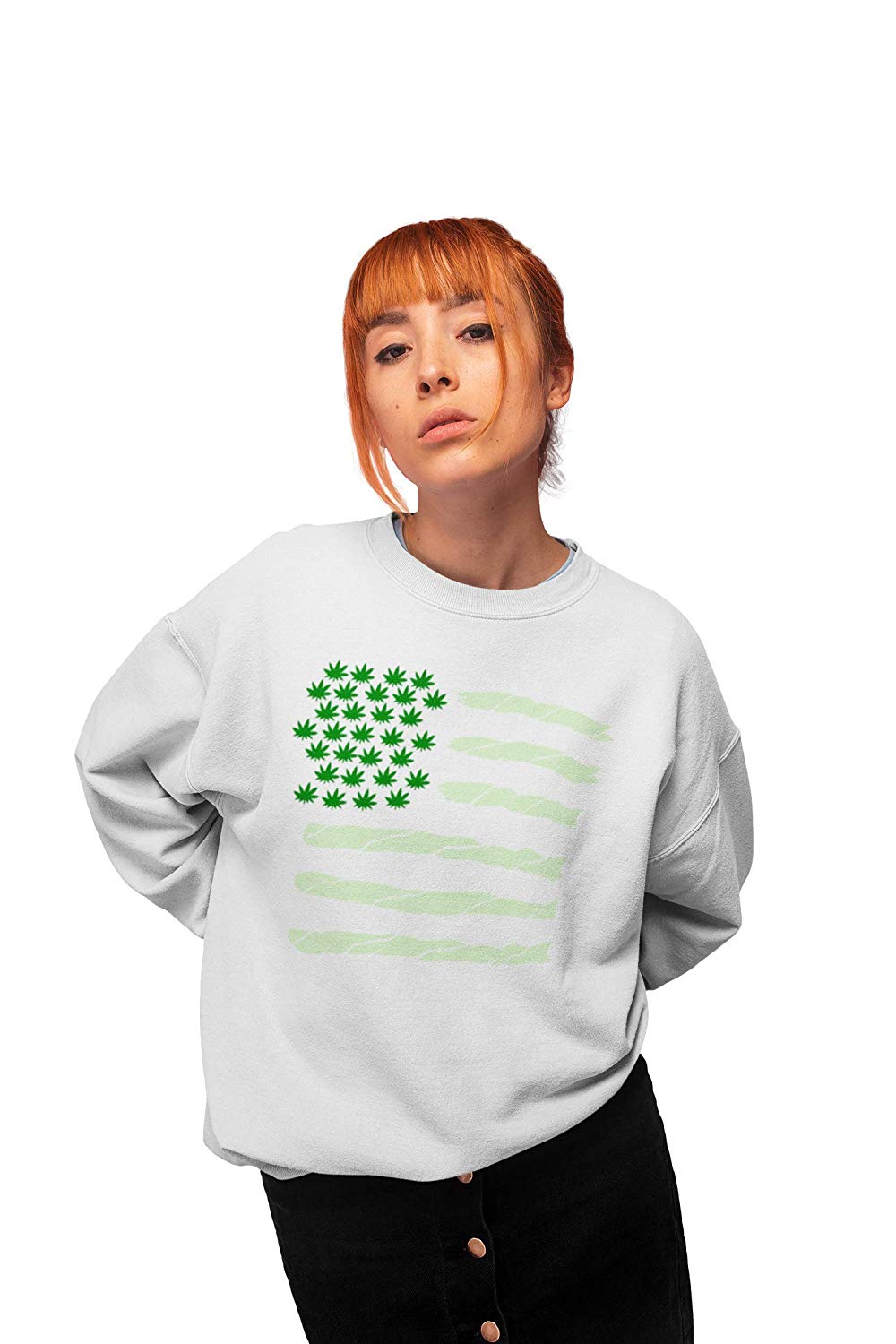 420 Spliff Flag Jumper White 420 Spliff Flag Sweatshirt in white