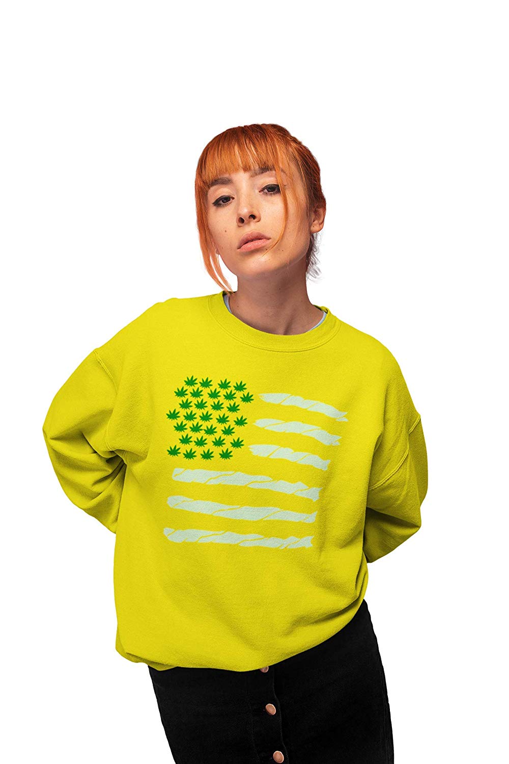 420 Spliff Flag Jumper Yellow 420 Spliff Flag Sweatshirt in yellow