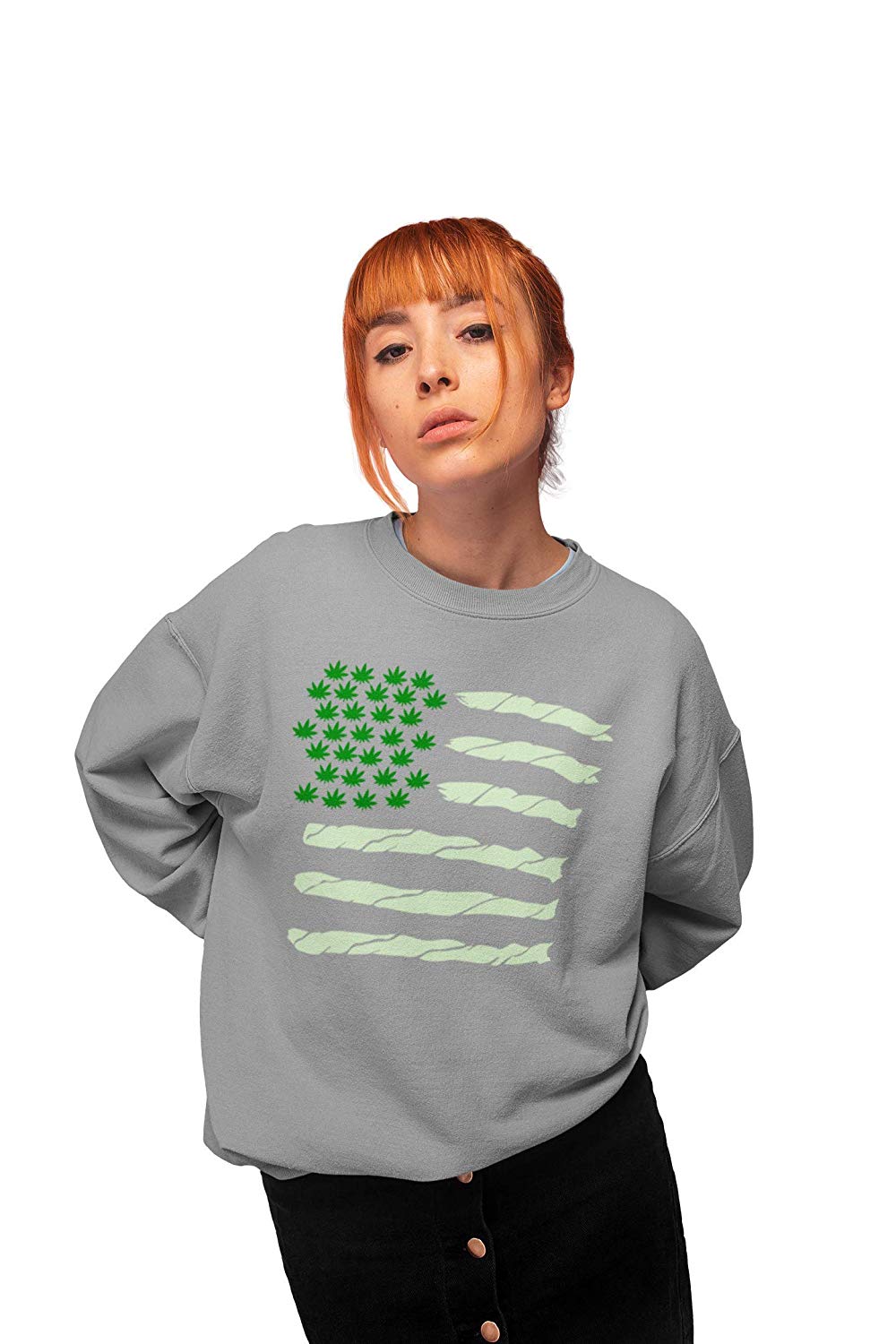 420 Spliff Flag Jumper grey 420 Spliff Flag Sweatshirt in grey