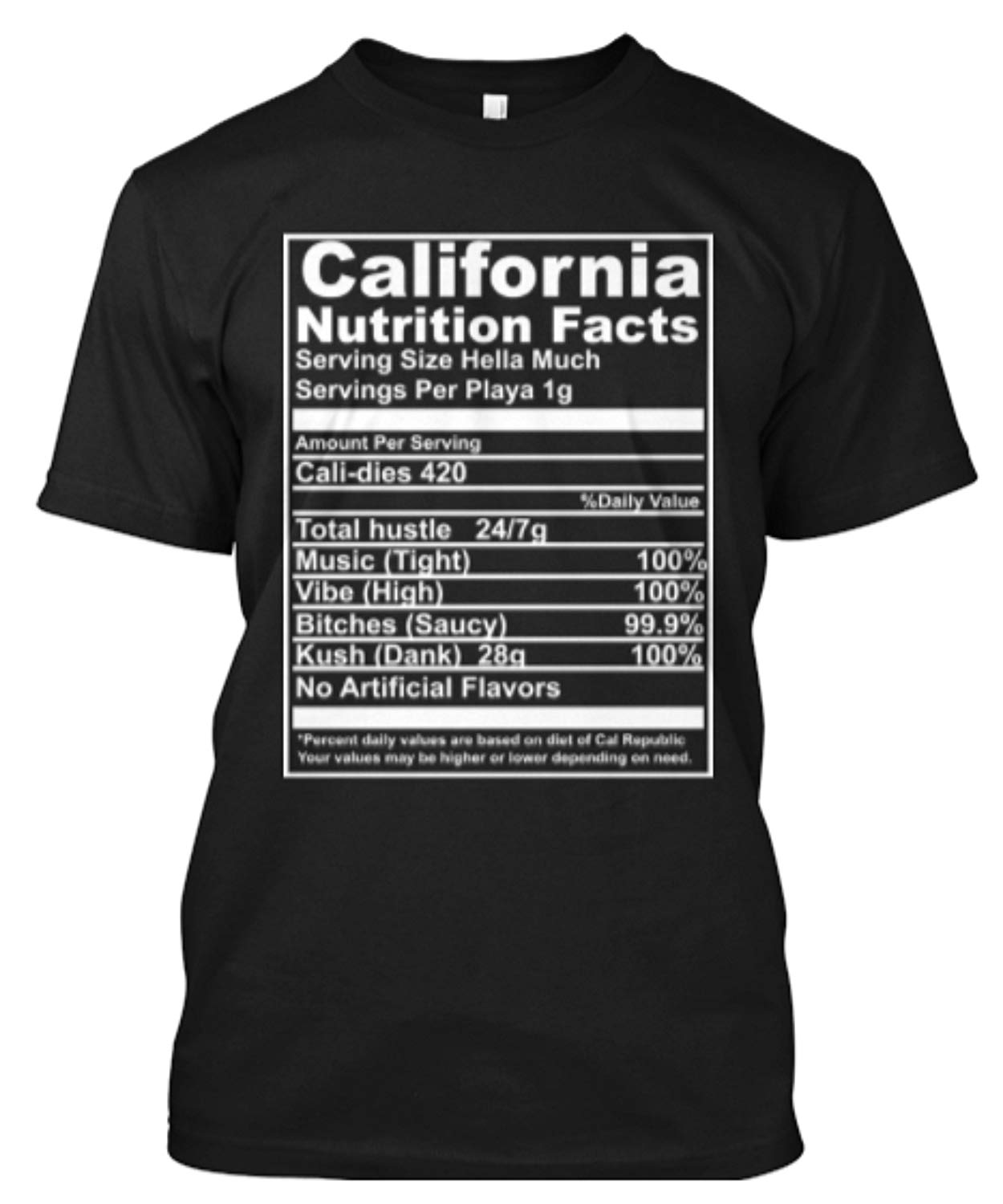 Calafornia Nutritional Facts T Shirt Black Calafornia Nutritional Facts T-Shirt