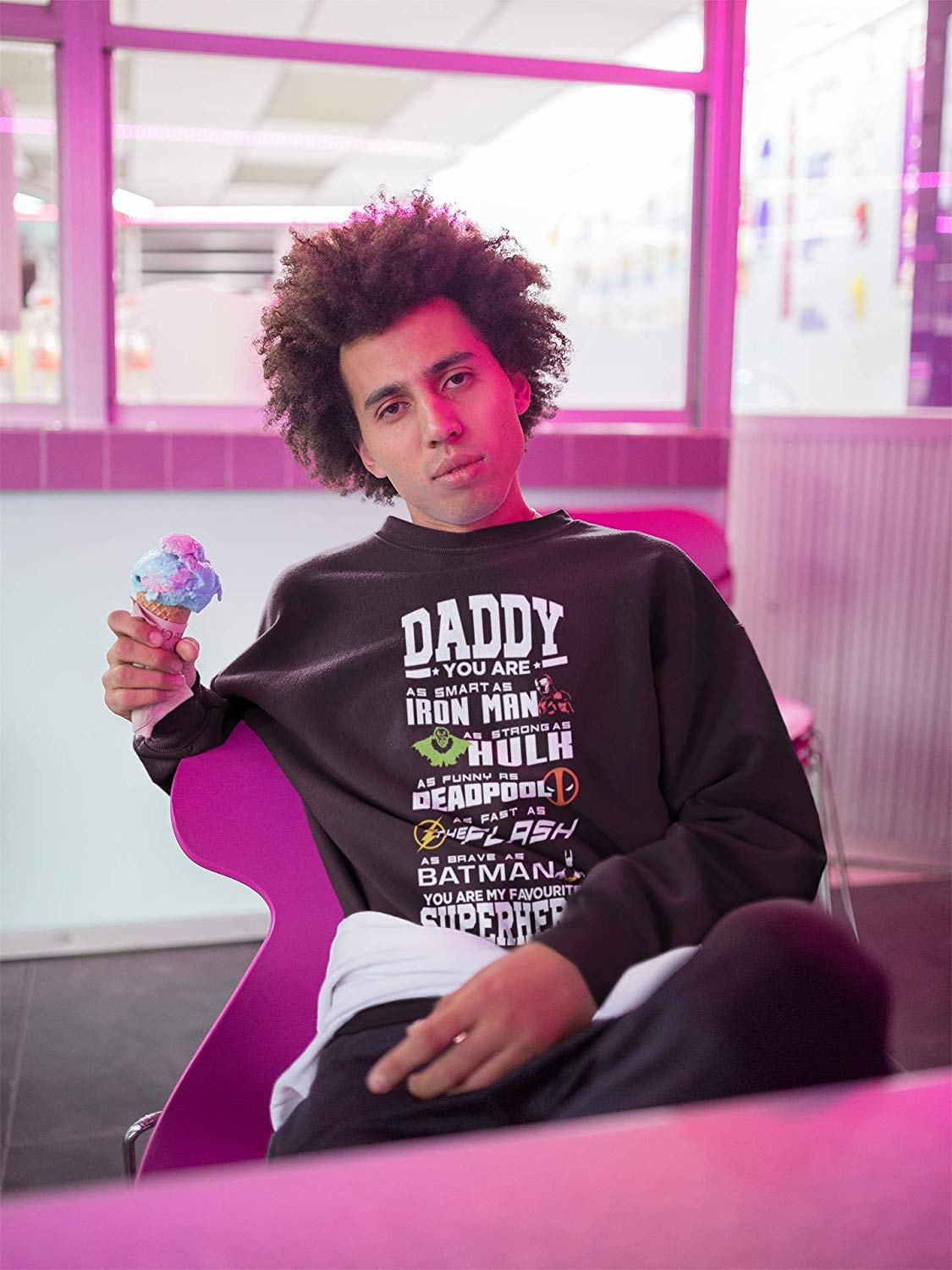 Superhero Dad Fathers Day Jumper Black B Superhero Dad Fathers Day Jumper Black B