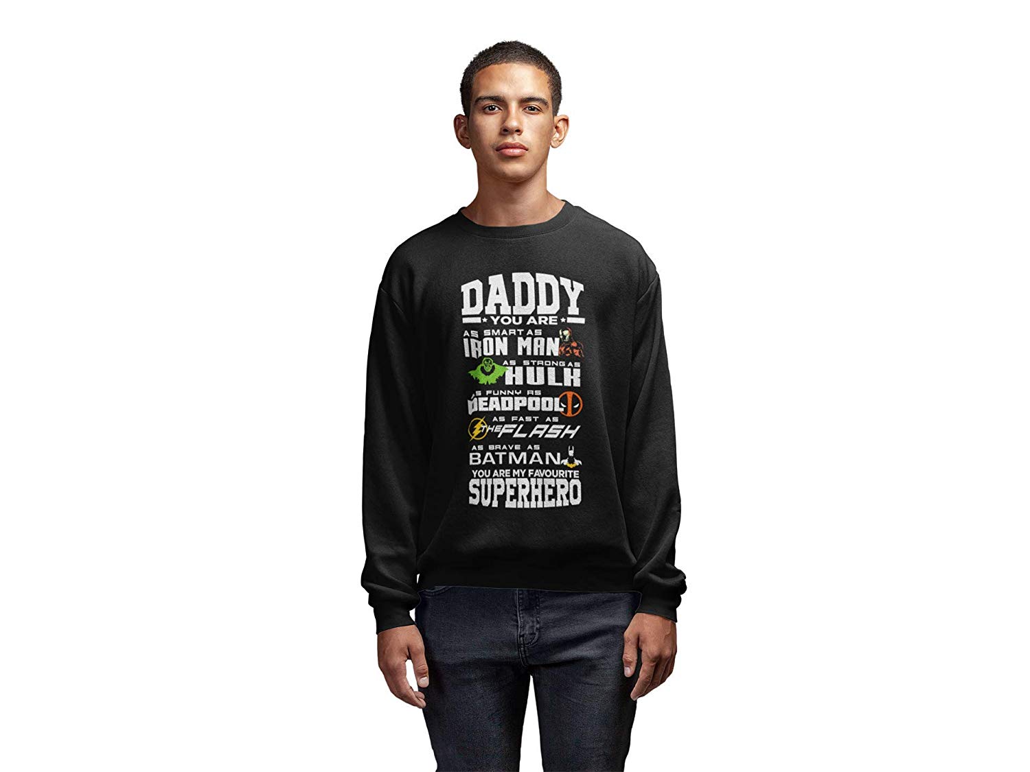 Superhero Dad Fathers Day Jumper Black Superhero Dad Fathers Day Jumper Black