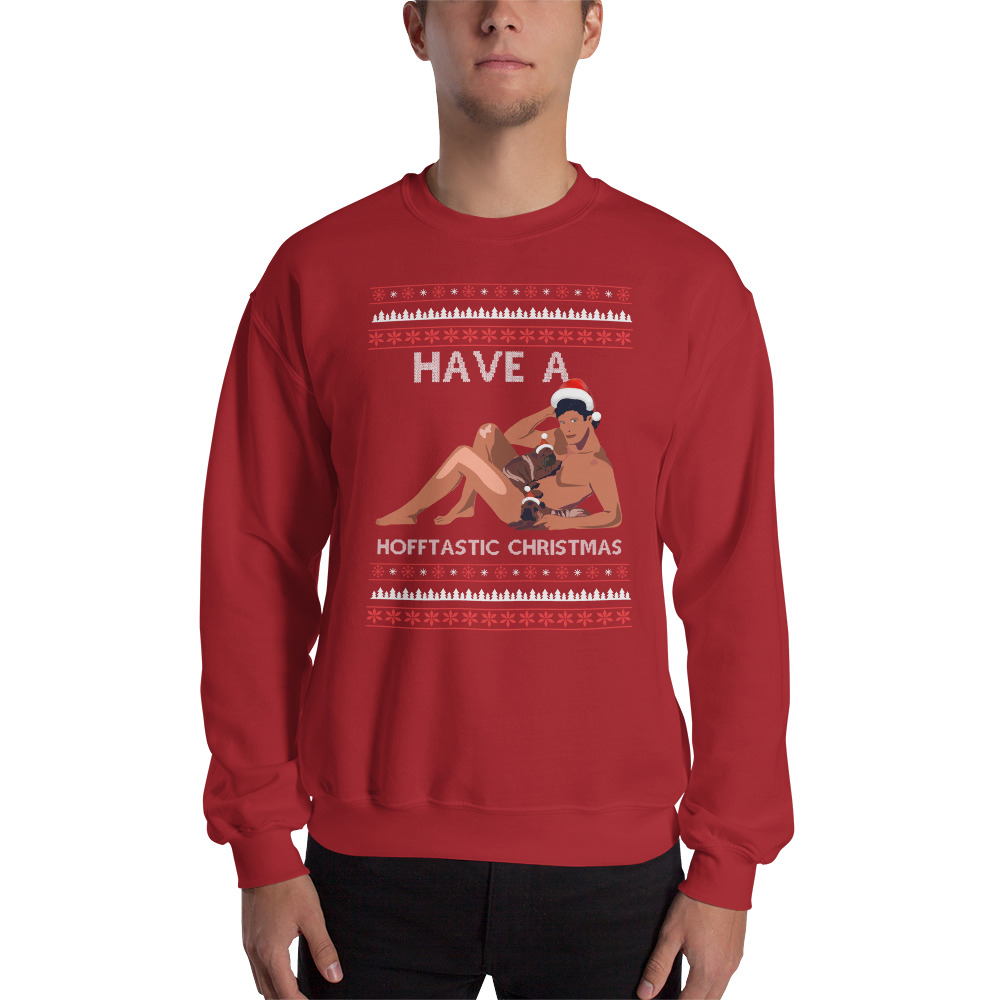 mockup 40e1076c hofftastic david hasselhoff funny ugly christmas sweater red