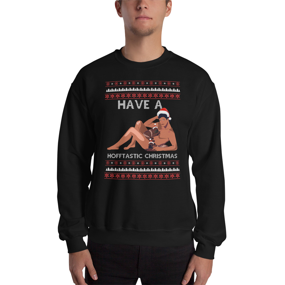mockup b8036dd8 hofftastic david hasselhoff funny ugly christmas sweater black