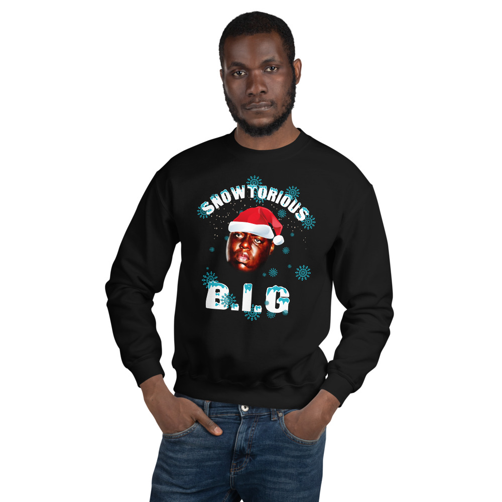 mockup d9b6d7f3 Snowtorious notorious BIG christmas Sweater black