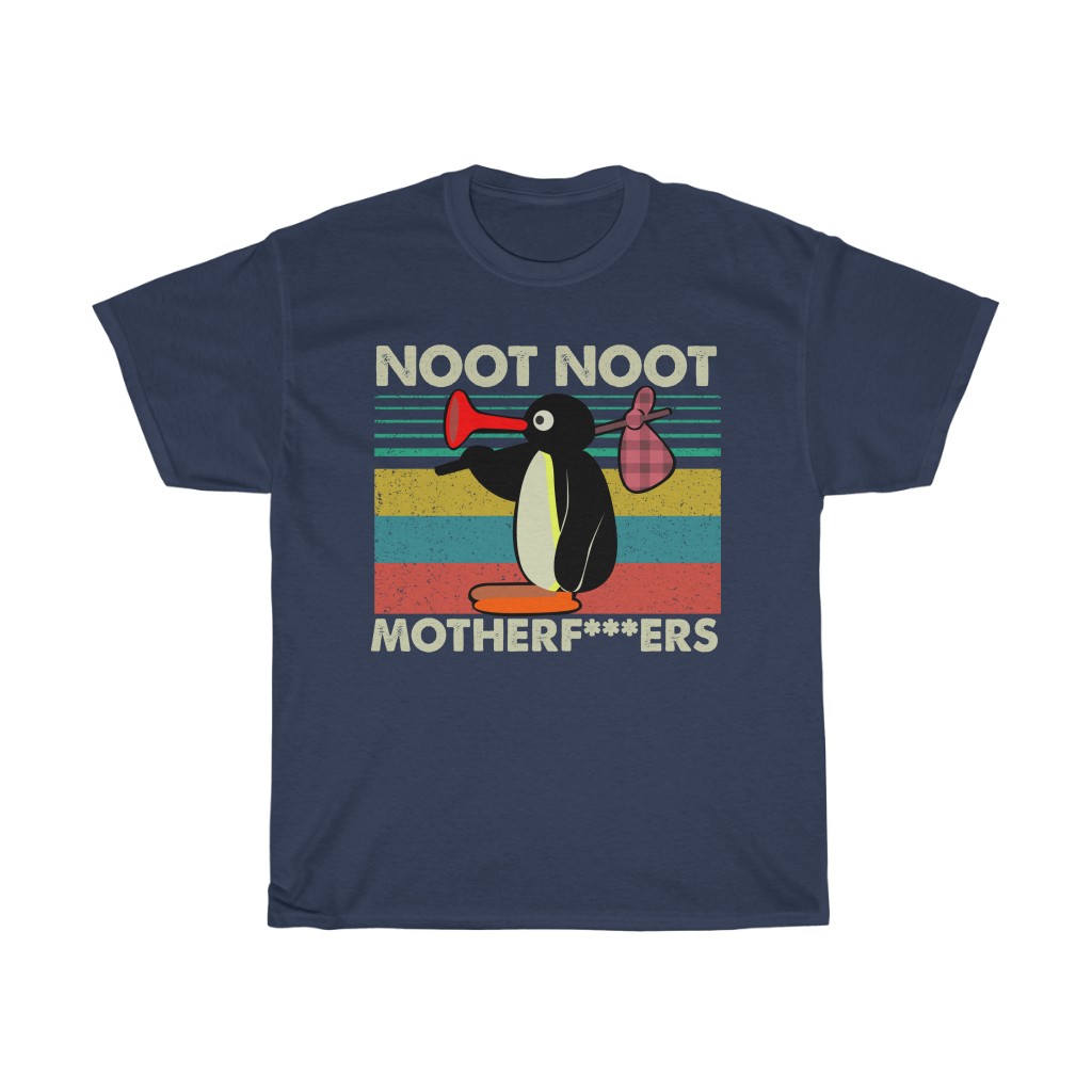 11986 2 Pingu Noot Unisex Heavy Cotton Tee - dark blue