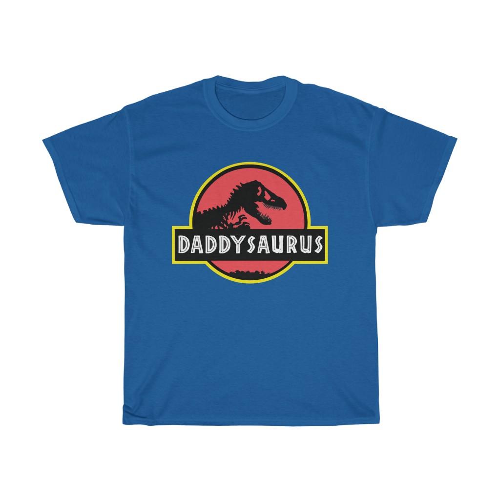 12028 12 Daddysaurus Dinosaur Father's Day tshirt - blue
