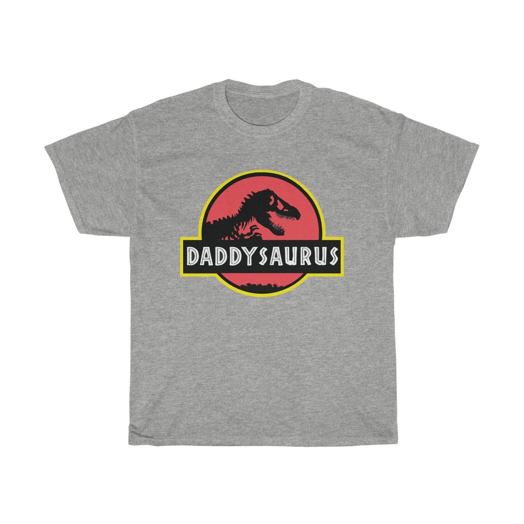 12070 16 Daddysaurus Dinosaur Father's Day tshirt - light grey