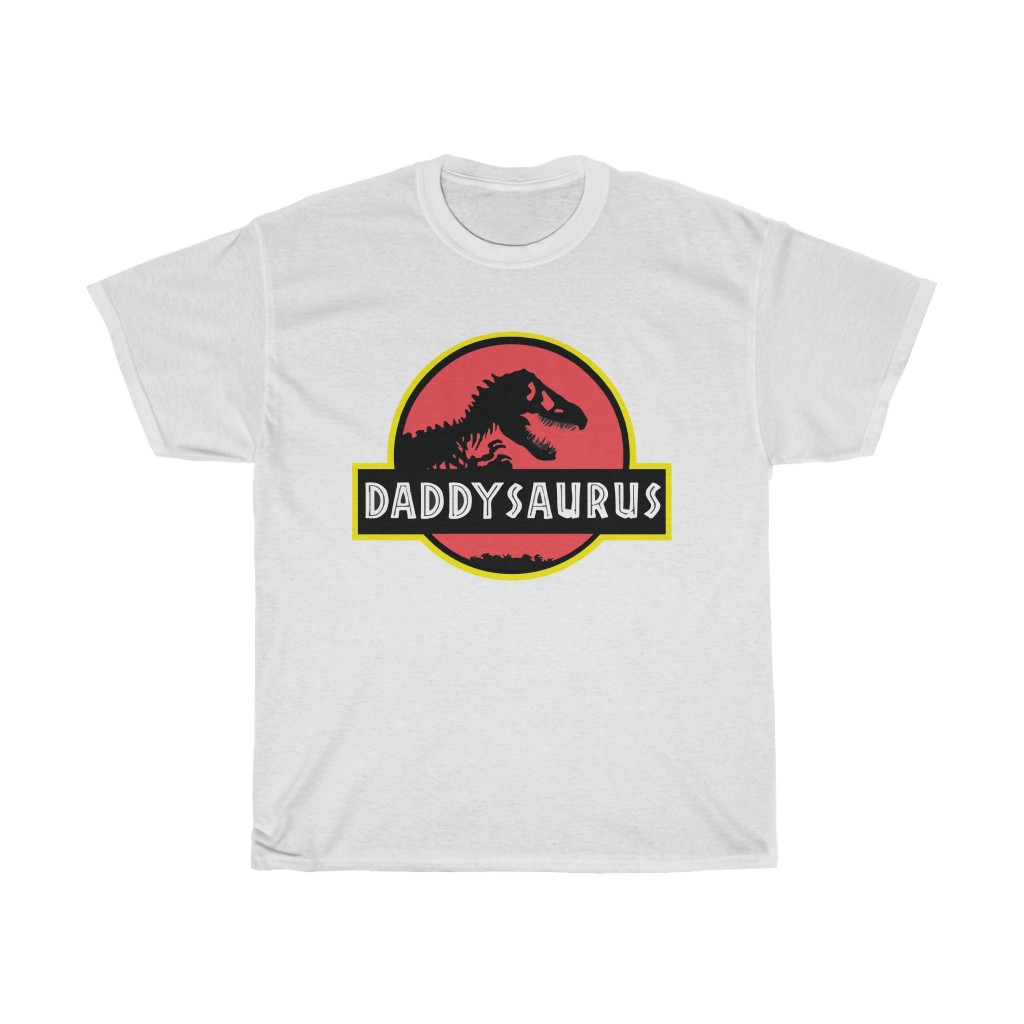 12100 18 Daddysaurus Dinosaur Father's Day tshirt - white