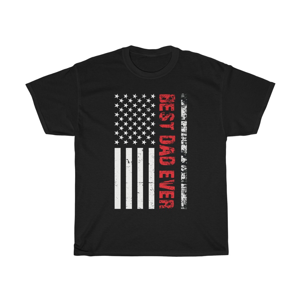 12124 32 American Flag Best Dad Ever Father's Day tshirt - black