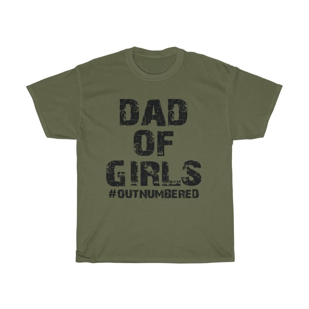 12190 5 Father's Day Dad Of Girls Outnumbered tshirt - navy green