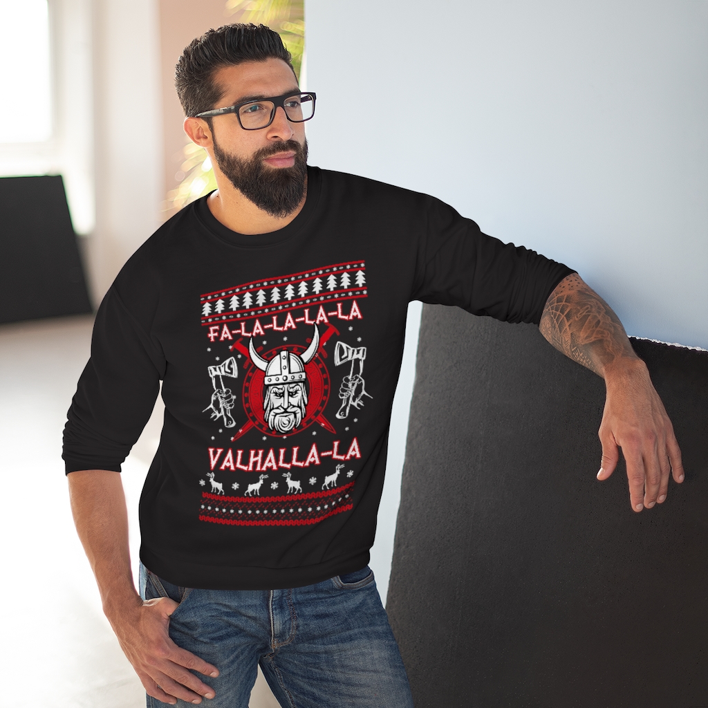 63729 18 Valhalla Viking Funny Christmas Sweatshirt