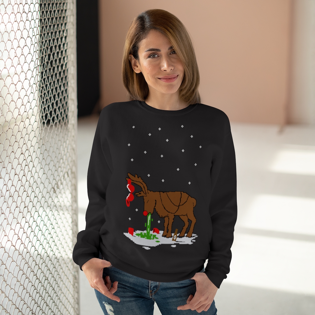 63729 39 DRUNK REINDEER Unisex Crew Neck Sweatshirt - black