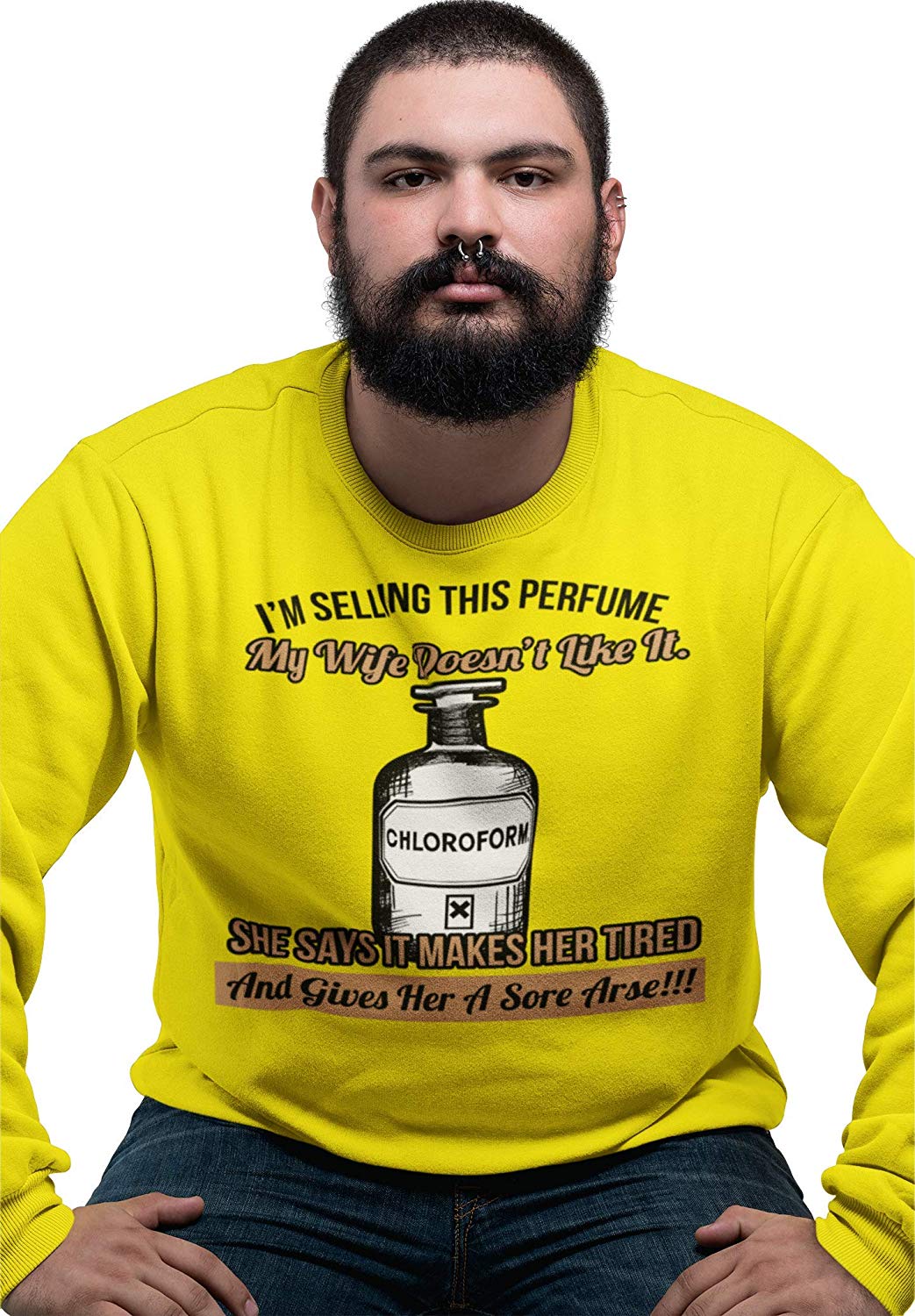 BingoCity Chloroform Novelty Funny Sweatshirt B07THZTP1G 7 Chloroform Funny Sweatshirt yellow