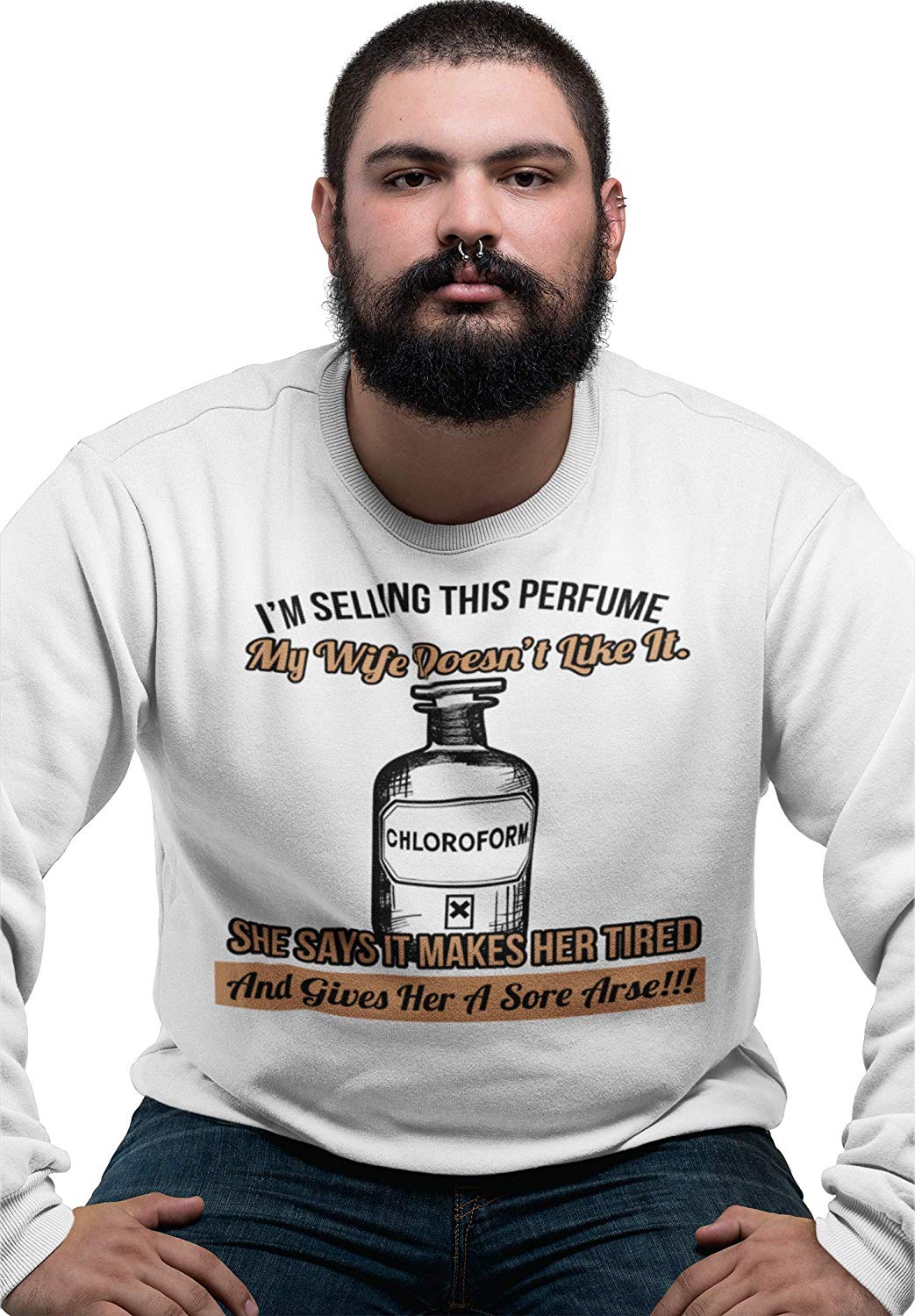 BingoCity Chloroform Novelty Funny Sweatshirt B07THZTP1G Chloroform Funny Sweatshirt white