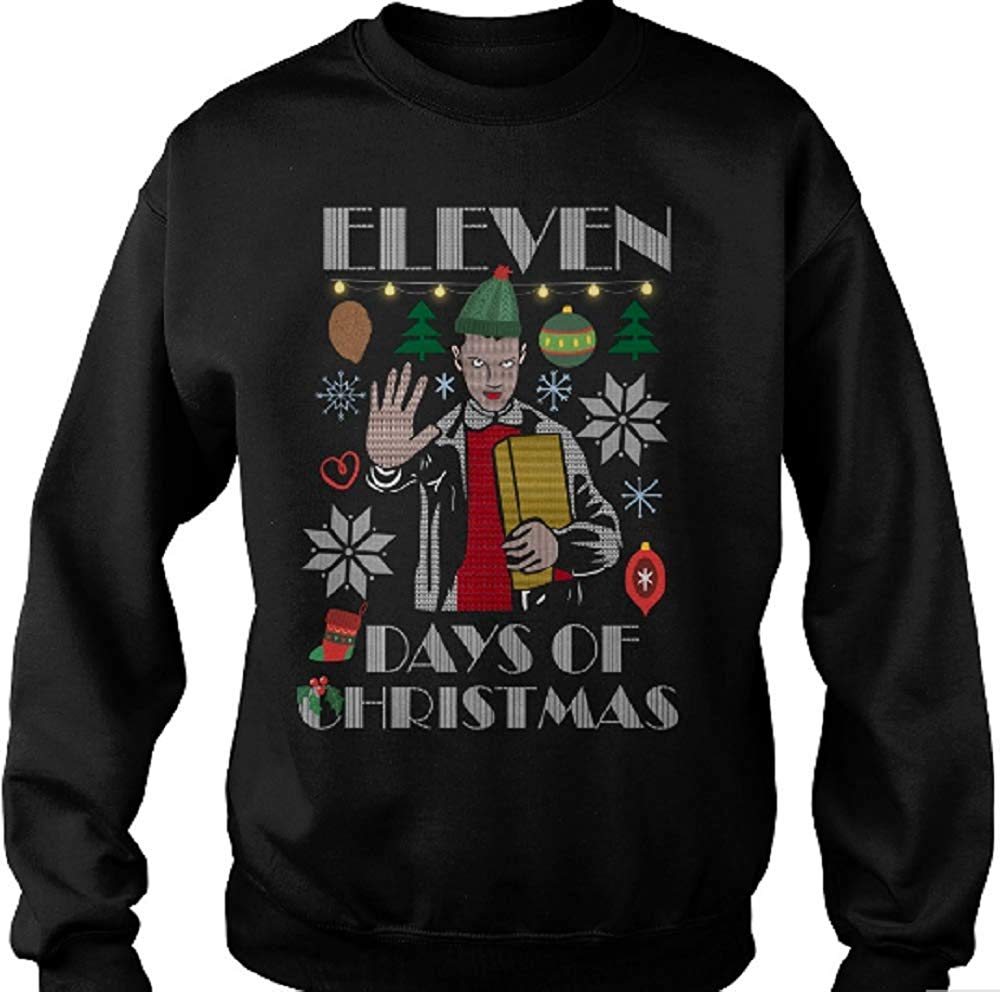Fan Print Designs Eleven Days of Christmas 11 Stranger Things Funny Ugly Christmas Jumper B07HJHBLCS 11 Stranger Things Sweatshirt